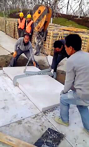 石材安装夹具作业现场展示